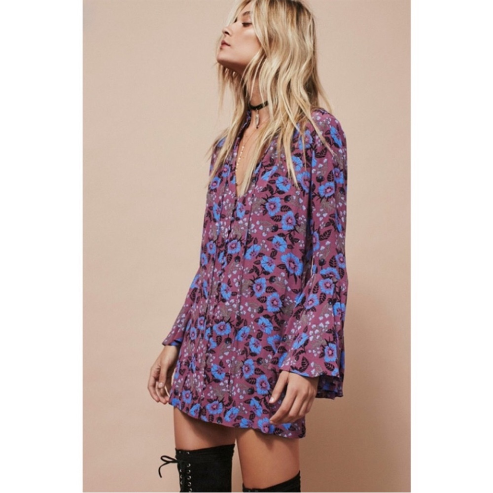 Free People Purple Floral Top